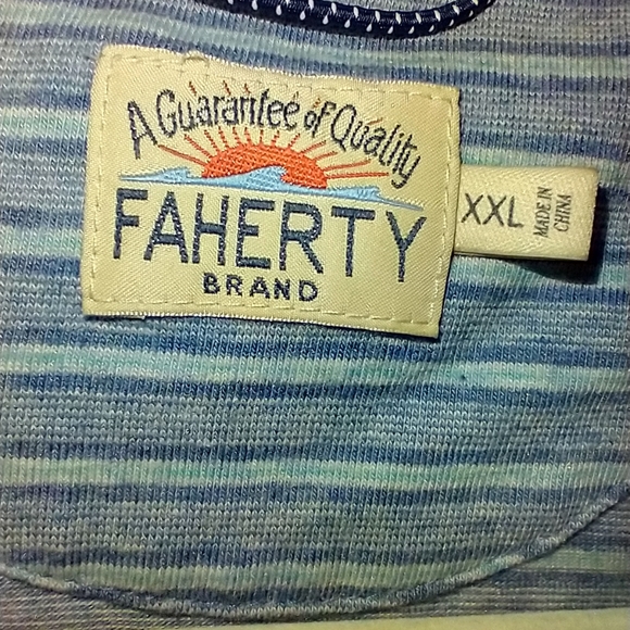 Faherty Striped Short Sleeve Polo Shirt Men's sz XXL. - Picture 4 of 6